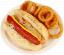 Hotdog and onion rings